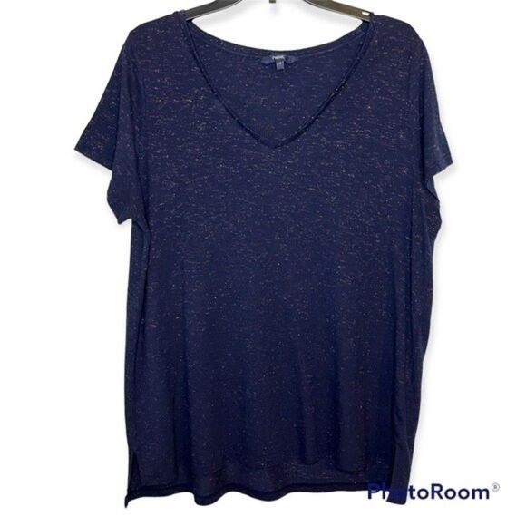 Next Navy Sparkle V-Neck Short Sleeve Top Size 20 - Picture 1 of 6
